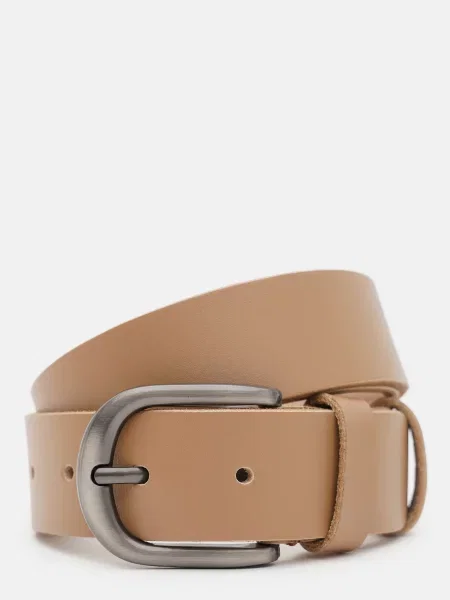 Кожаный ремень Borsa Leather с ремешками бежевый