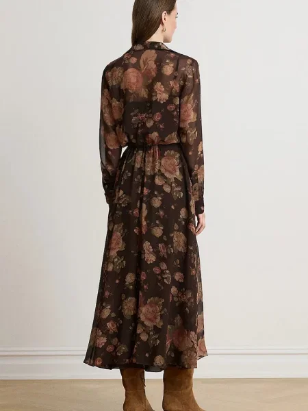 Lauren Ralph Lauren srajčna obleka rjava