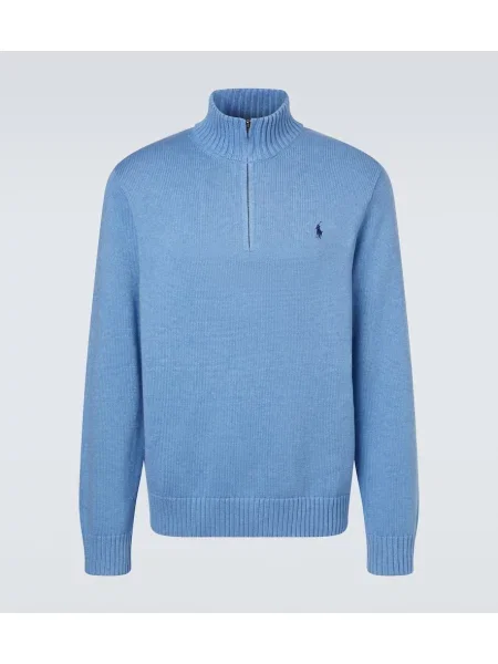 Sweter Polo Ralph Lauren z zamkiem błyskawicznym do połowy niebieski