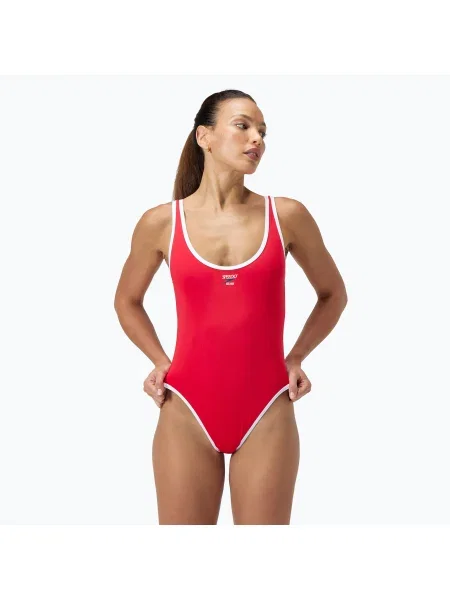 Speedo női egyrészes fürdőruha Solid Bound Scoop nagy kockázatú piros. Méret: piros