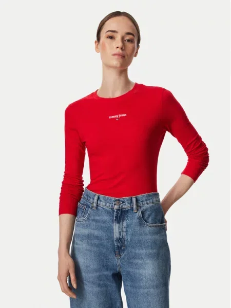Tommy Jeans Блуза Classic Logo червен