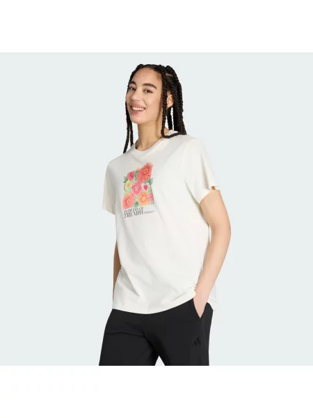 ADIDAS SPORTSWEAR Funkcionalna majica Floral žad / oranžna / črna bela
