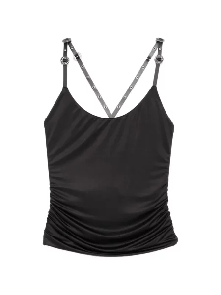 Top Pinko z falbankami czarny