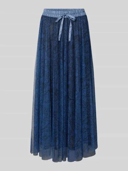 Długa spódnica z kwiatowym nadrukiem na całej powierzchni More & More niebieska