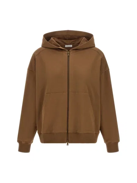 Bluza z kapturem Brunello Cucinelli z kapturem brązowa