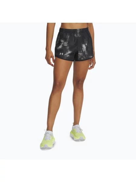 Дамски къси панталони за бягане Under Armour Fly By 3" с щампа / светлоотразителни елементи черно