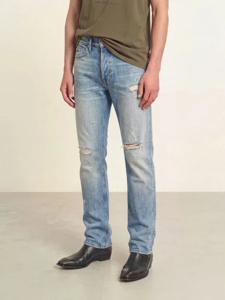 Allsaints Džíny Slim Straight Fit destroy indigo
