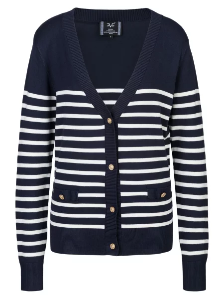 ITALIA Geacă tricotată Fulvia bleumarin alb