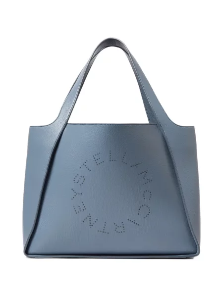 Geantă shopper Stella Mccartney cu autograf albastru