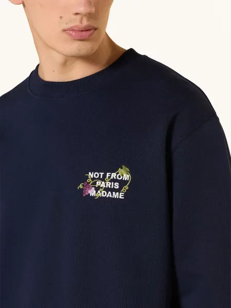 Drôle De Monsieur Mikina Le Sweatshirt Vine Embroidered Slogan tmavě modrá / zelená bílá
