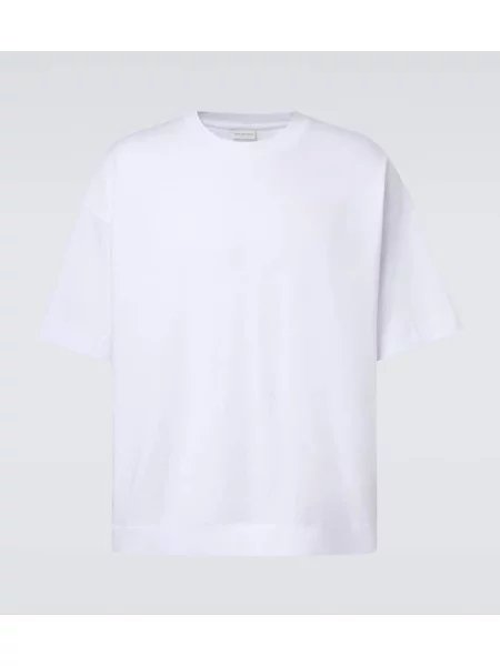 Tricou Dries Van Noten din jerseu alb