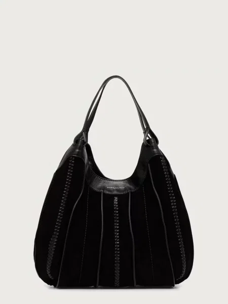 Gianni Chiarini geantă shopper pentru femei din piele întoarsă DUA negru