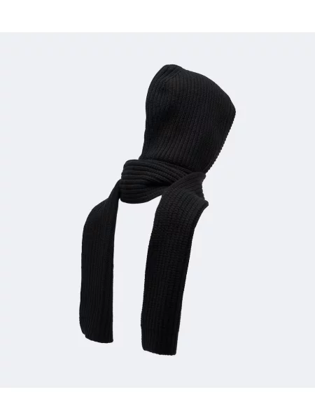 Căciulă Moncler de lână cu glugă negru