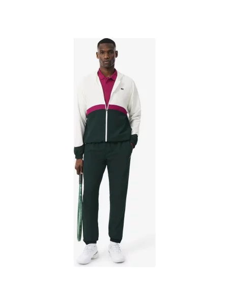Dres Lacoste Sport Printed Colour-Block bordowy ciemnozielony S biały