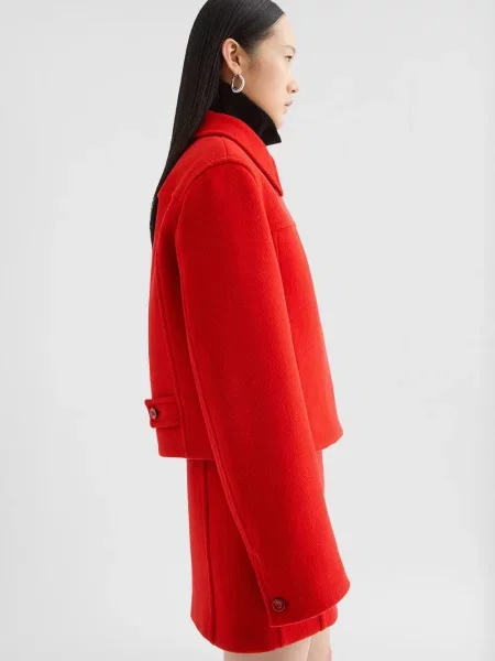 Geacă Jil Sander de lână roșu