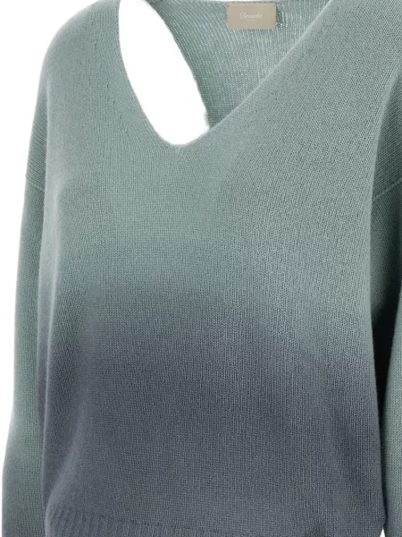 Pulover Drumohr cu decolteu în V albastru
