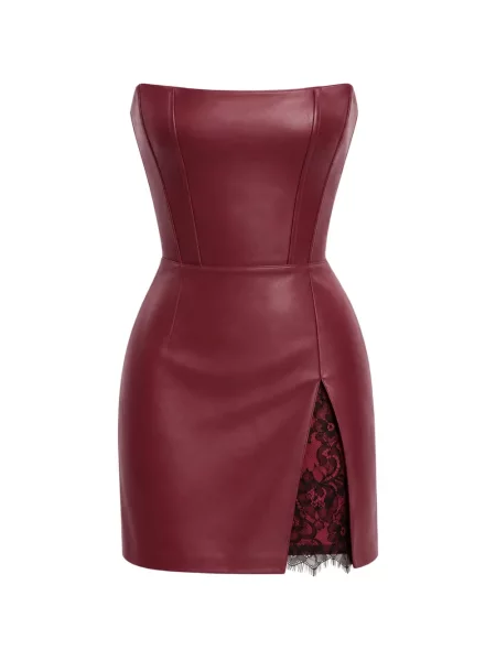 Rochie mini Lika din dantelă roșu