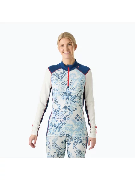 Bluză termoactivă pentru femei Helly Hansen Lifa Merino Midweight Gra Zip bright blue new nordic aop albastru