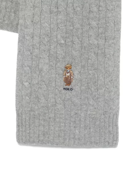 Fular Polo Ralph Lauren plisat cu broderie tricotate maro