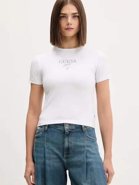 Guess Jeans majica za žene s pamukom bijela
