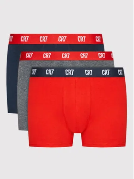 Boxerky Basic Trunk 3 páry grey melange/red/navy bílé