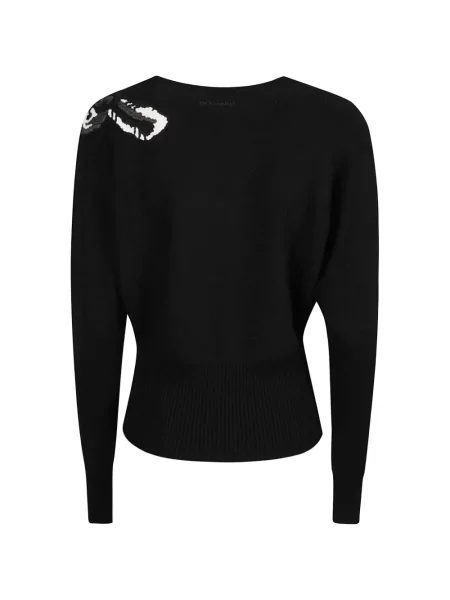 Pulover Ermanno Firenze cu model floral cu aplicații negru