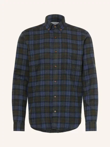 Eton Flanelová Košile Casual Fit / tmavě zelená modrá