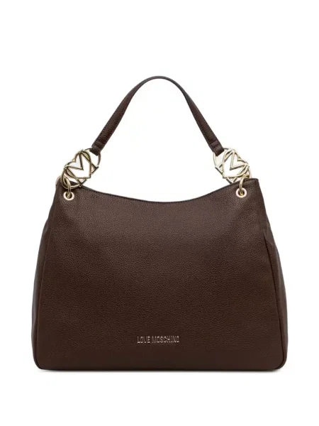 Geantă shopper Love Moschino cu autograf maro