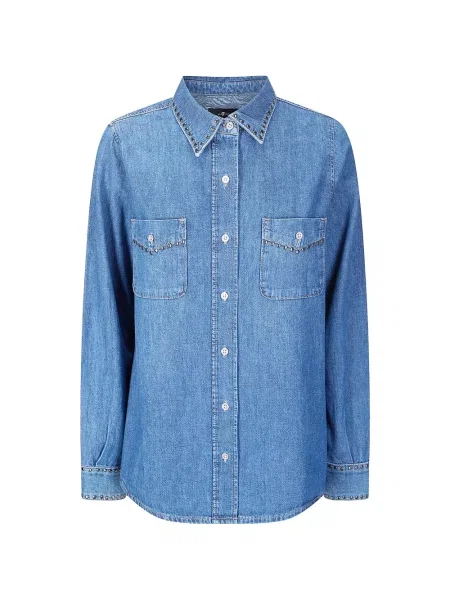 Koszula 7 For All Mankind z ćwiekami niebieska