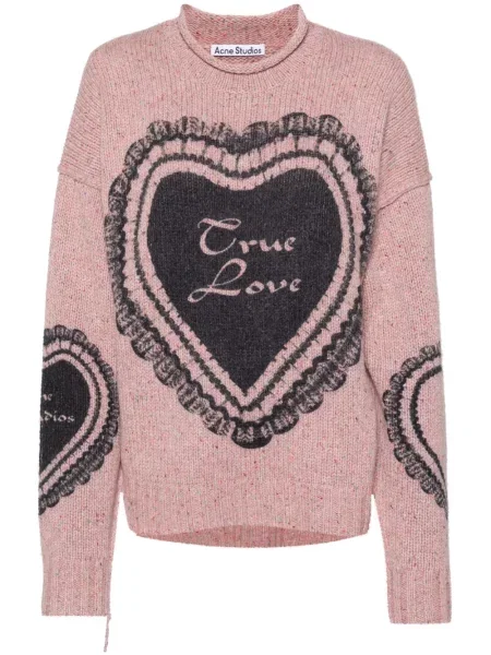 Pulover Acne Studios cu imagine cu motiv cu inimi roz