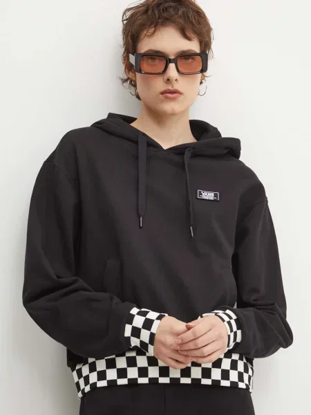 Суичър с качулка Vans с качулка с апликация черно