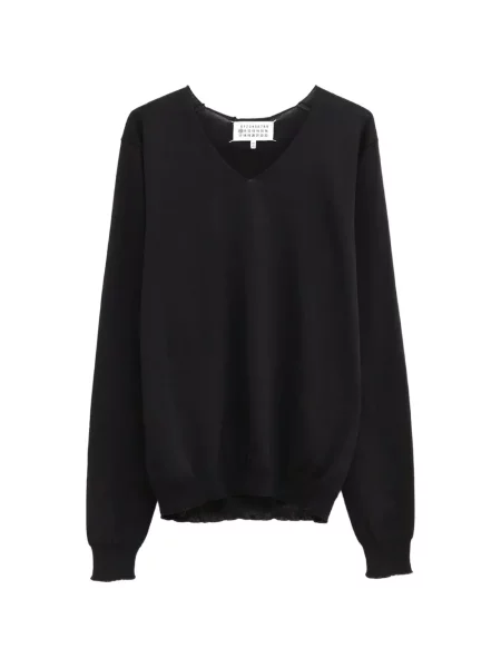 Pulover Maison Margiela cu decolteu în V negru