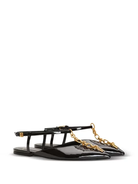 Colier Balmain din piele de lac negru
