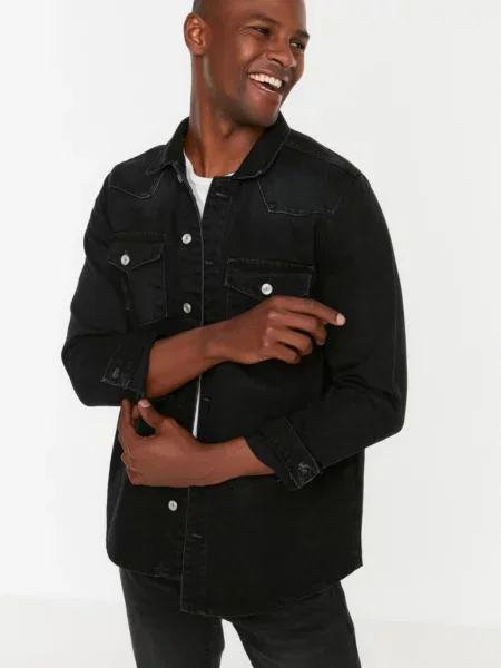 Дънкова риза Trendyol черно