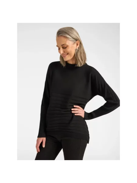 Dzianinowy sweter Elena Miro' w paski z paskiem czarny