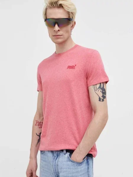 Superdry Póló sötét-rózsaszín / melír rózsaszín