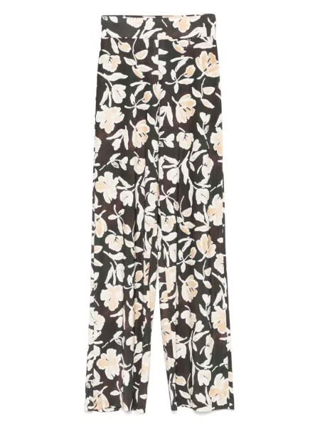 Palazzo hlače Patrizia Pepe s cvjetnim printom s printom crna