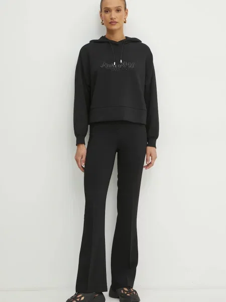 Armani Exchange bluza z kapturem z nadrukiem czarny