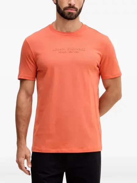 Tricou Armani Exchange cu autograf portocaliu