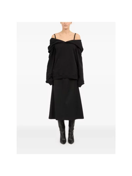 Bluza Mm6 Maison Margiela z odkrytymi ramionami czarna
