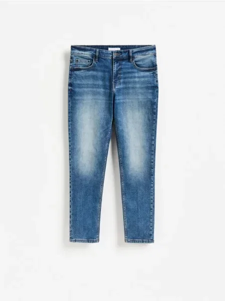 Reserved Blugi slim cu efect prespălat bleumarin