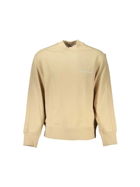 Bluza z nadrukiem Calvin Klein Jeans z długim rękawem beżowa