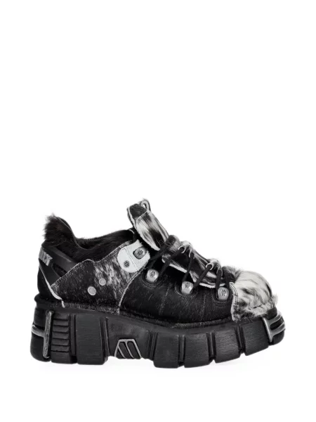 Botine New Rock cu blană negru