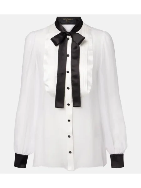 Cămașă Dolce&gabbana de mătase transparente alb