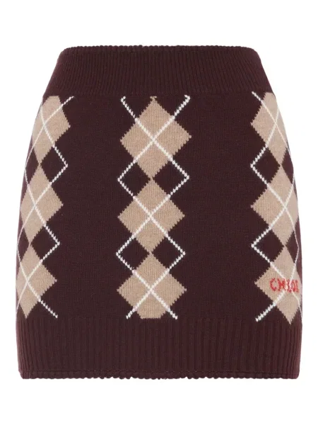 Mała mały spódnica mini Chloe z wzorem argyle czerwona