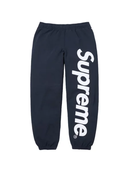 Pantaloni Supreme din satin cu aplicații alergare albastru