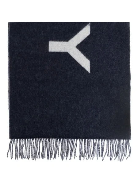 Šál Bally s třásněmi modrý