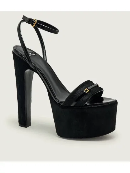 Elisabetta Franchi De piele sandale cu gros negru