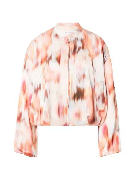 RINO & PELLE Přechodná bunda Flore pastelová modrá / tmavě hnědá / pastelově oranžová bílá