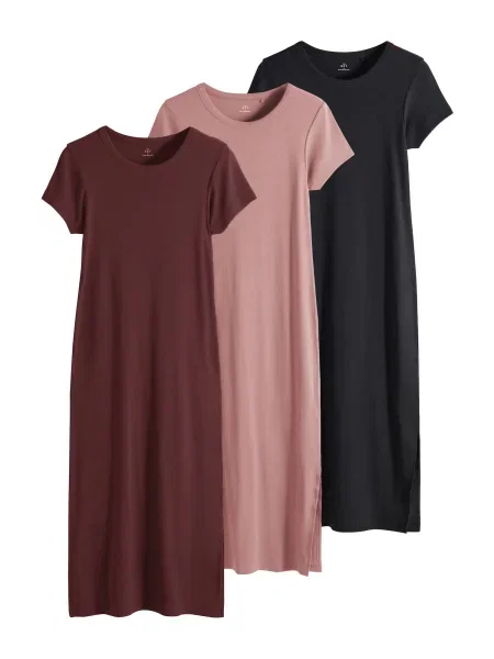 The Set Rochie ciclam / roz pitaya negru